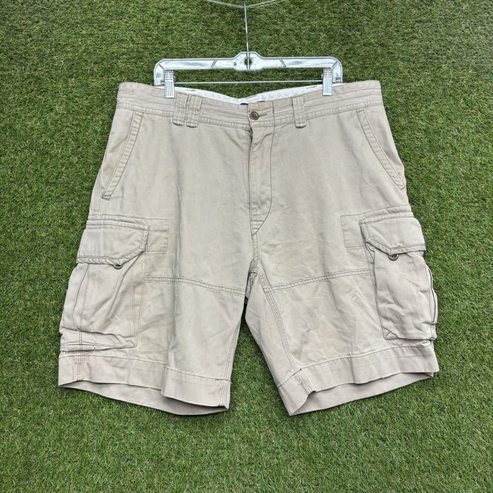 Polo Ralph Lauren Cargo Shorts Mens 38 Khaki Beige 100% Cotton Relaxed Flat Fron